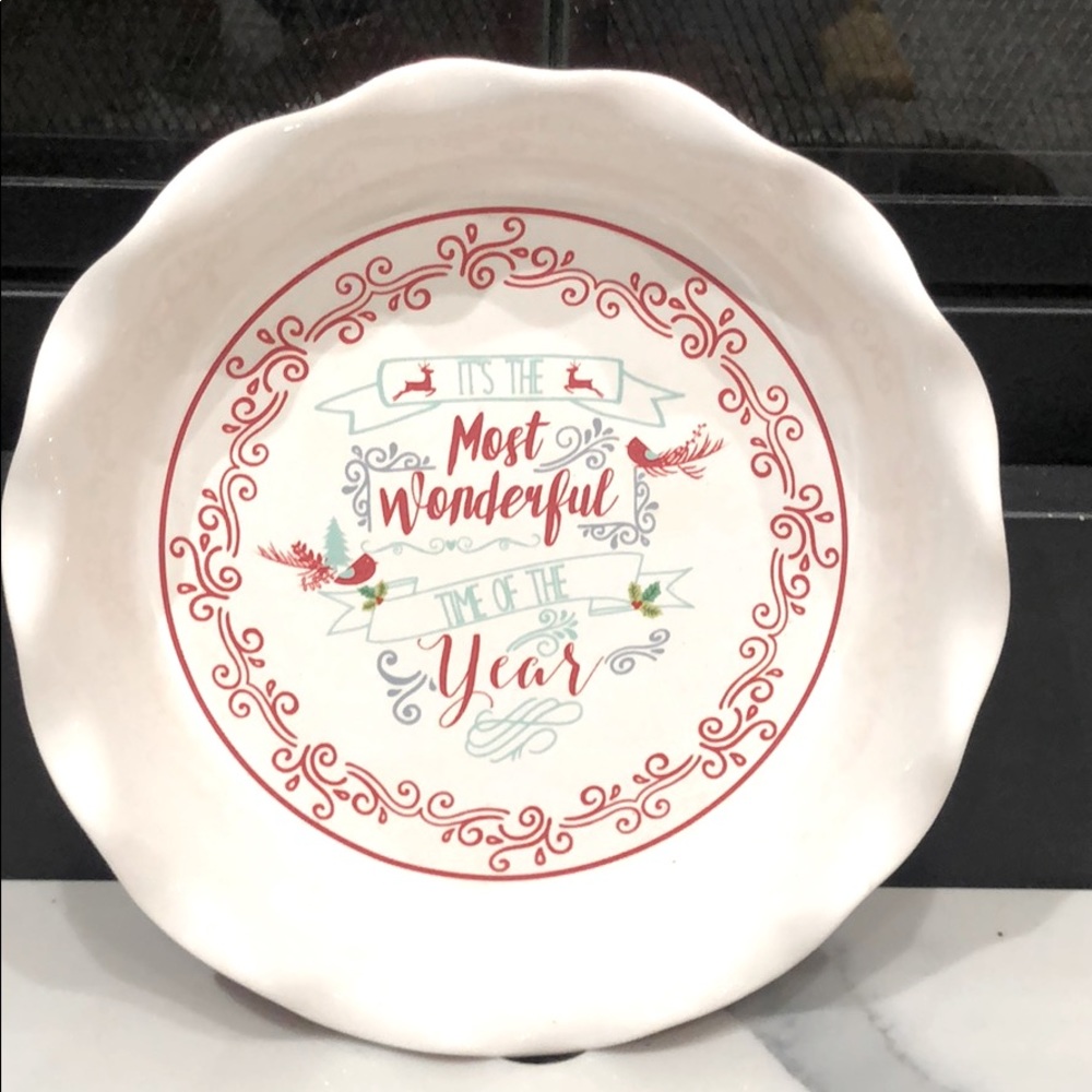NWT 9” Holiday Ceramic Pie Dish